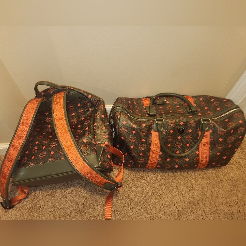 MCM Backpack Bag Khaki/Orange